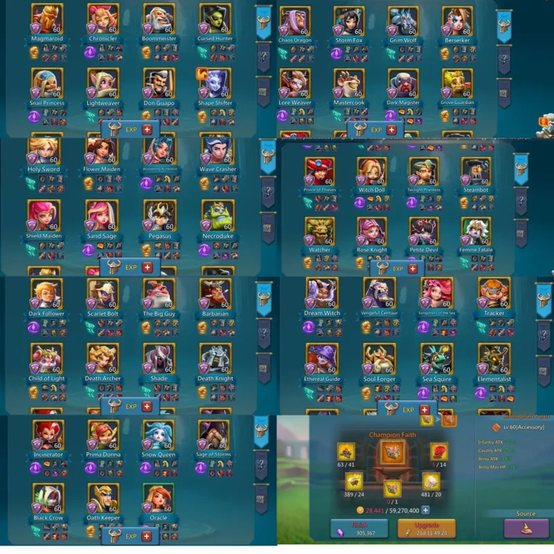 3*11k heroes gold  16 champs 2 lvl 15 8 lvl 12