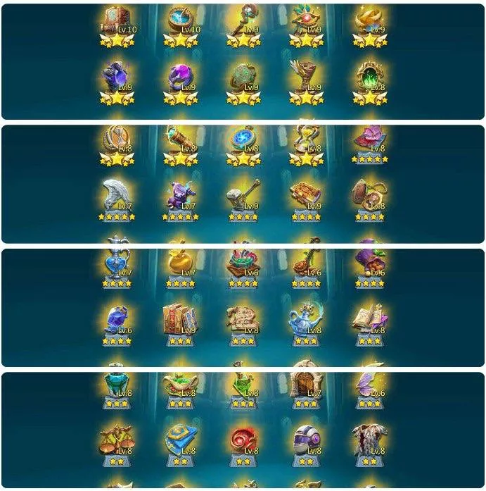 8 mythic champs 1 Lv12, 1 Lv11, 1 Lv10
