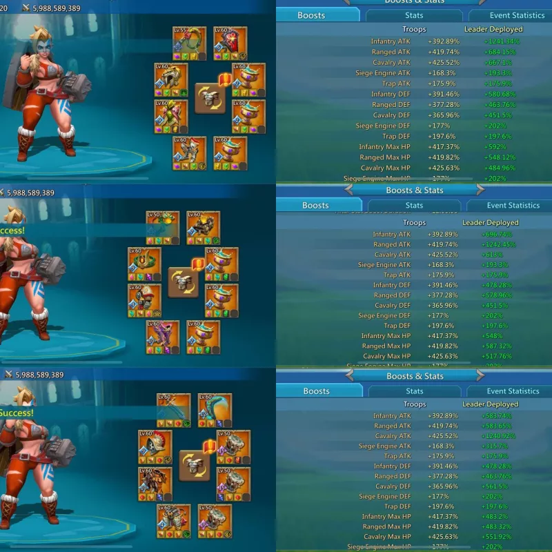 7 champ / Max stats no forts : 1332% 1207% 1312%
